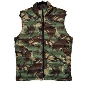 Lands' End Men's Wanderweight packable down Green and Brown Camouflage Vest